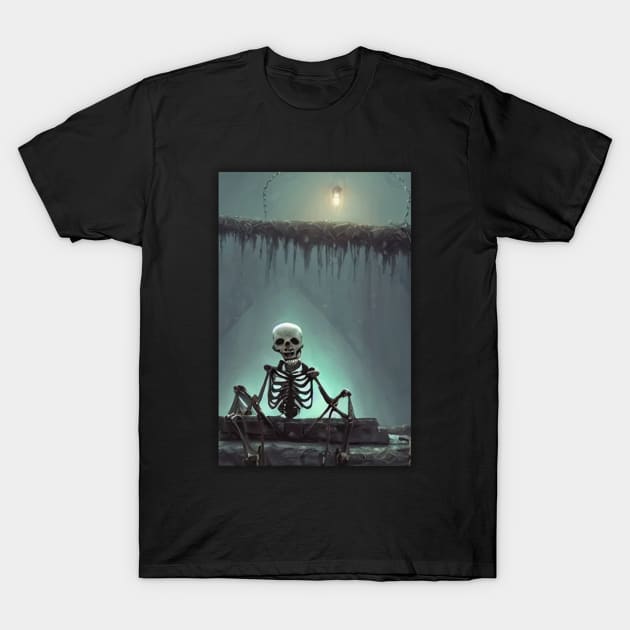 Skeleton Chained T-Shirt by skeleton sitting chained